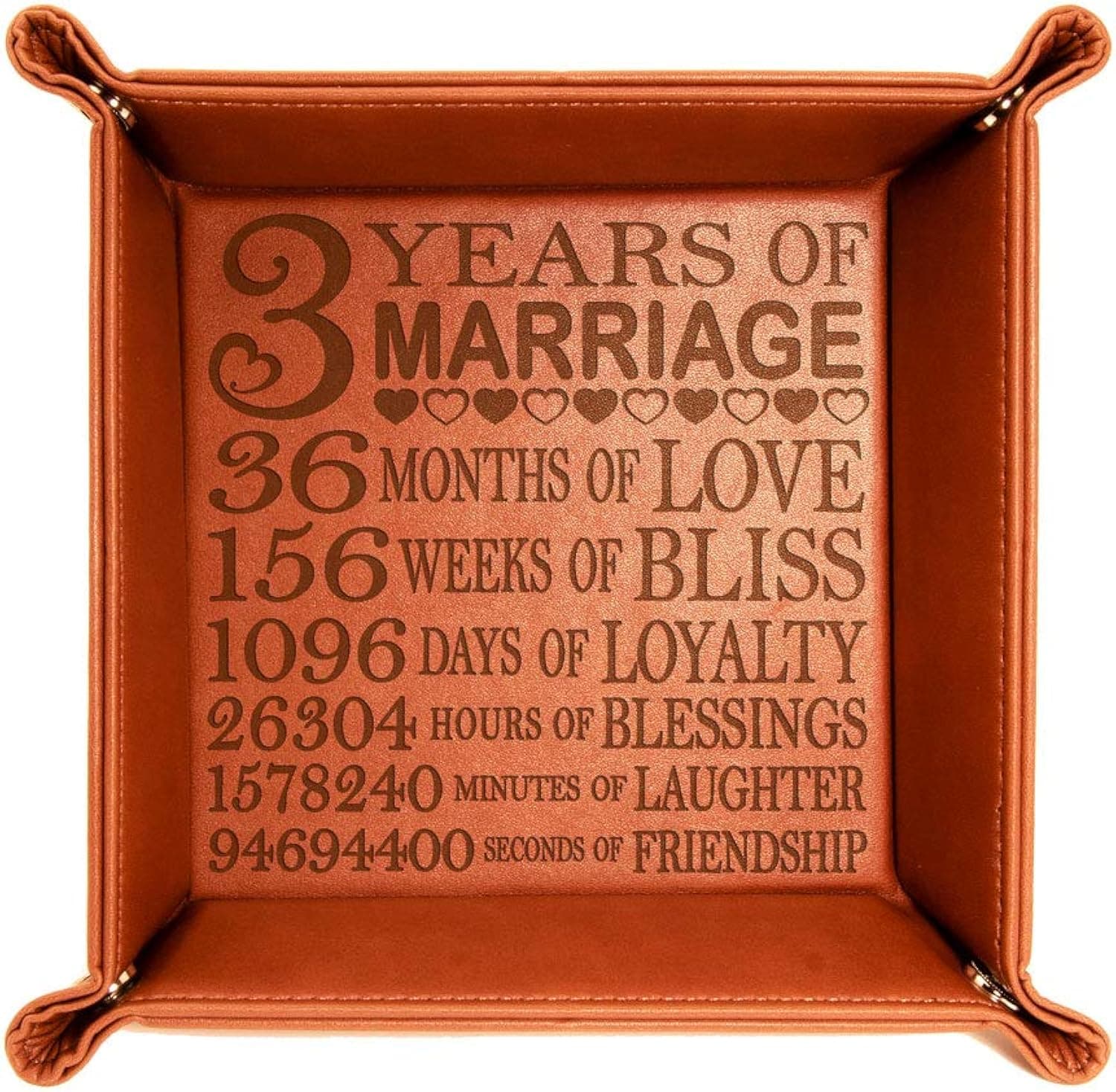 Engraved Leather Catchall Tray