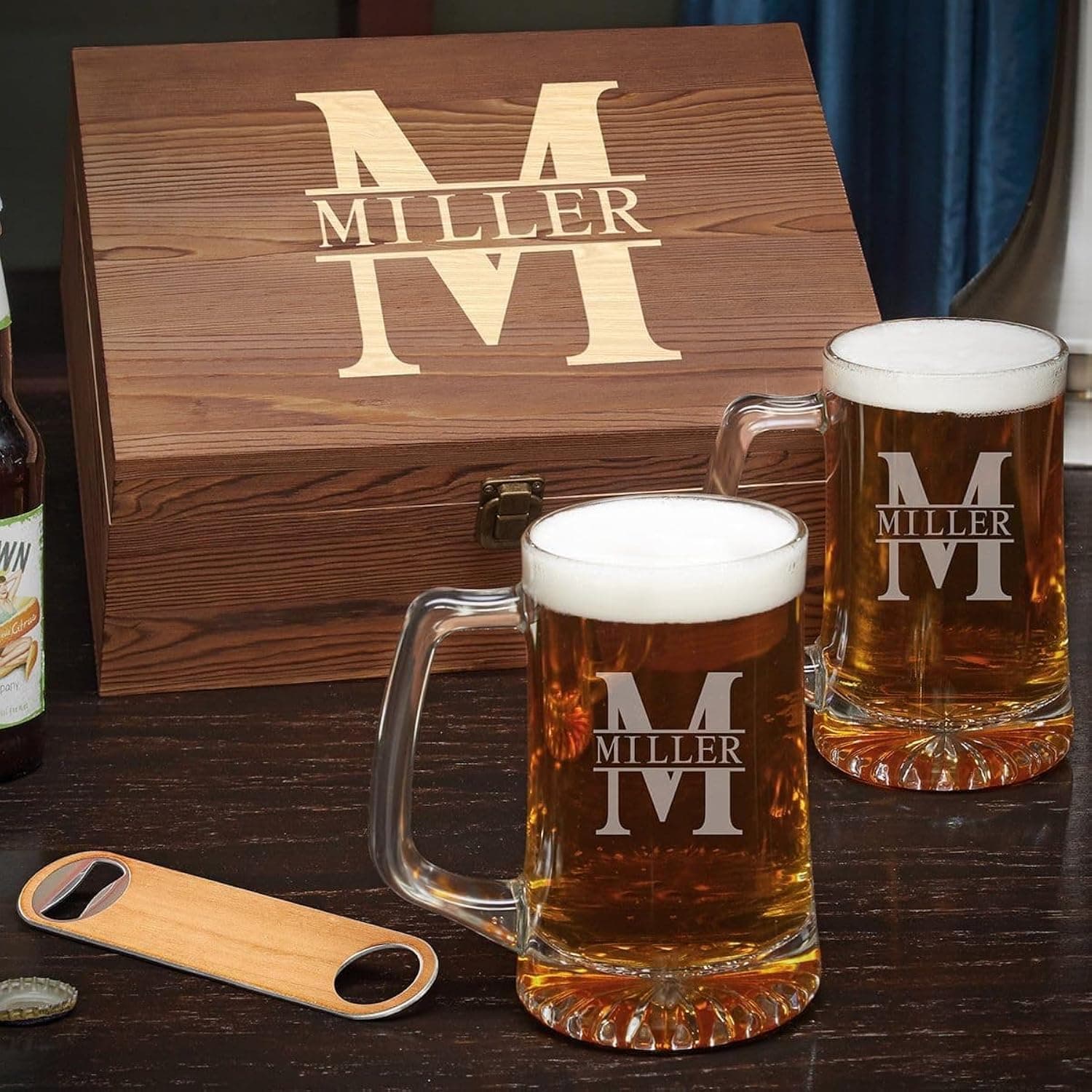 Personalized Beer Gift Set with Mugs