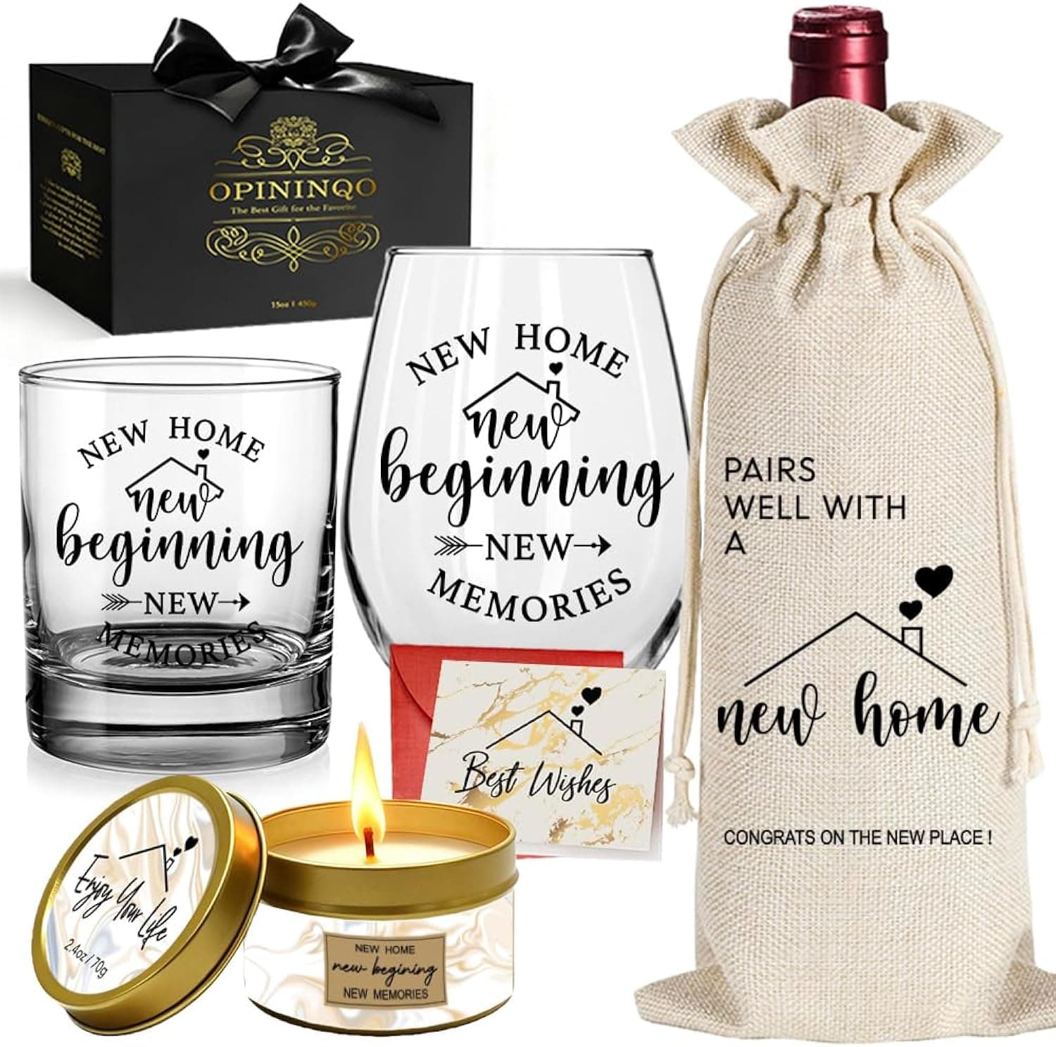 Personalized New Home Wine Glass